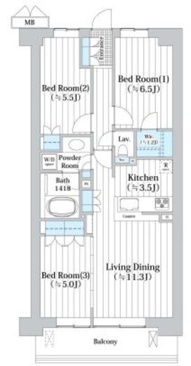 アビティグランデ砧 3階 間取り図