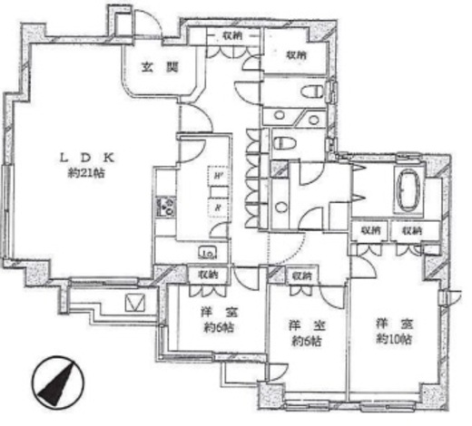 一番町2パークマンション 5階 間取り図