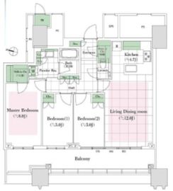 パークコート文京小石川ザ・タワー 23階 間取り図