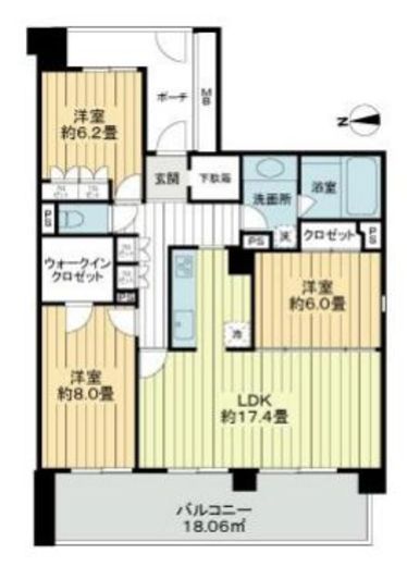 アトラス諏訪町レジデンス 3階 間取り図