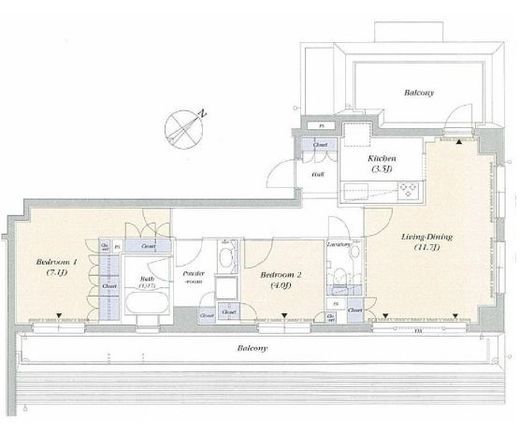 デュオフラッツ赤坂 703 間取り図