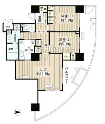 ゲートシティ大崎サウスパークタワー 7階 間取り図