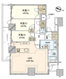 パークコート文京小石川ザ・タワー 28階 間取り図