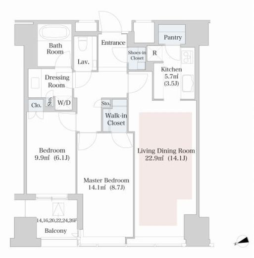 ラ・トゥール新宿 2505 間取り図