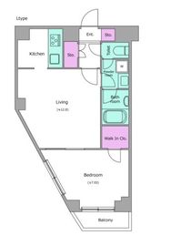 カージェ文京千石 702 間取り図