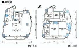 クローバー六本木 15階 間取り図