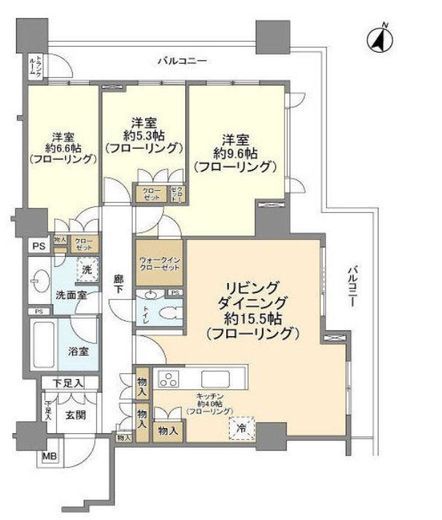 グランドメゾン三軒茶屋の杜 15階 間取り図