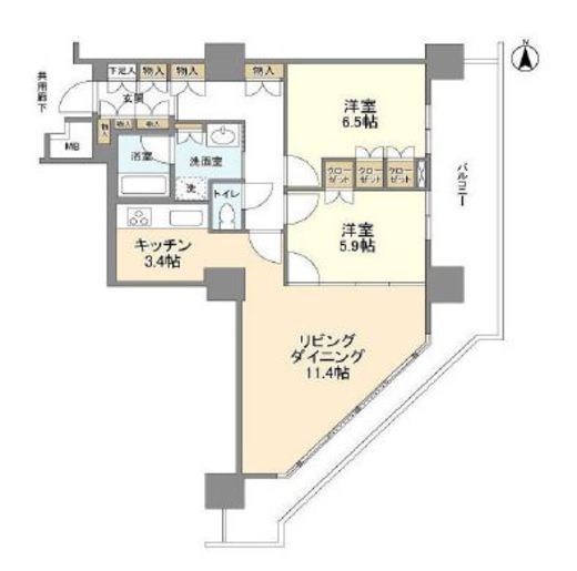 豊洲シエルタワー 15階 間取り図