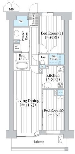 アビティグランデ砧 2階 間取り図