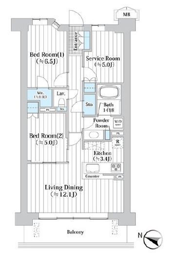 アビティグランデ砧 2階 間取り図