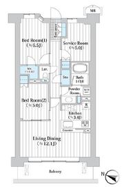 アビティグランデ砧 2階 間取り図