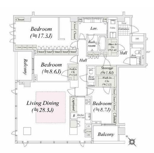 有栖川パークハウス 2階 間取り図