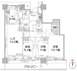 リエトコート武蔵小杉 ザ・クラッシィタワー 39階 間取り図