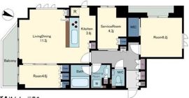 グランスイート三軒茶屋レジデンス 3階 間取り図