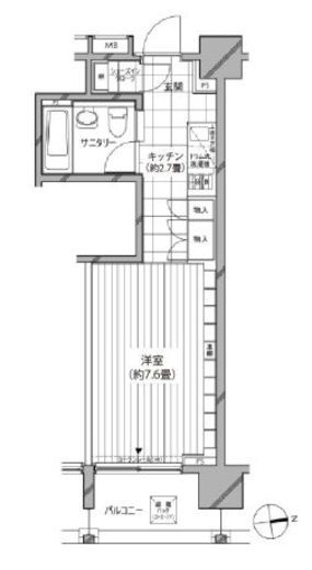 カスタリア麻布十番七面坂 805 間取り図