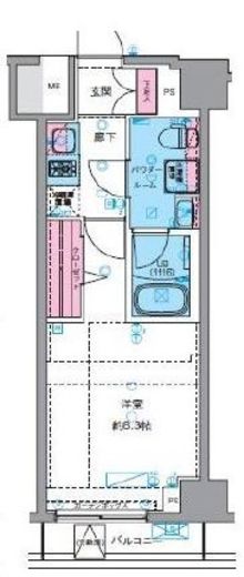 ジェノヴィア東中野スカイガーデン 6階 間取り図