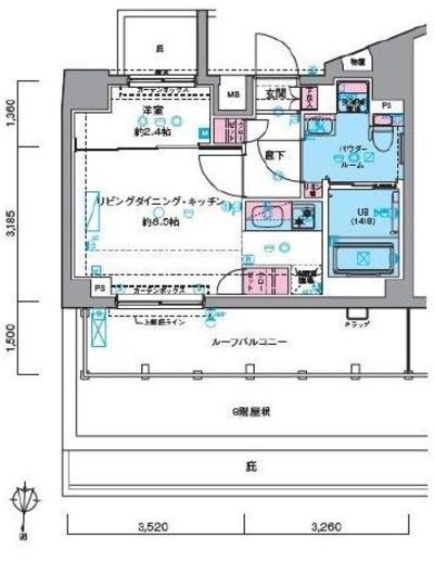 ジェノヴィア東中野スカイガーデン 9階 間取り図