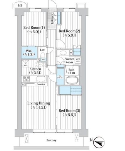 アビティグランデ砧 5階 間取り図