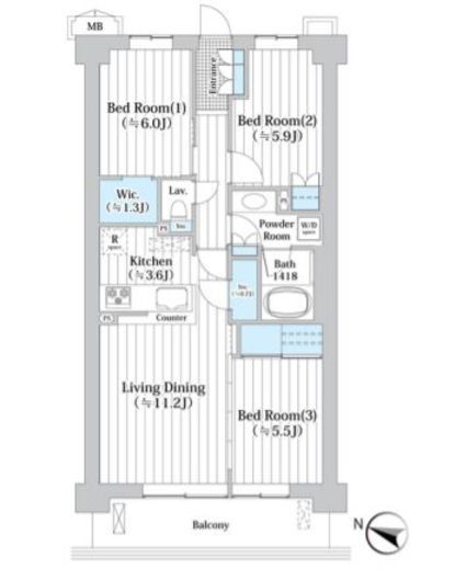 アビティグランデ砧 2階 間取り図