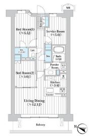 アビティグランデ砧 2階 間取り図