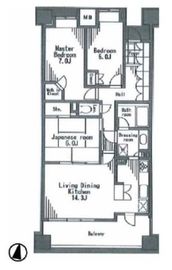 グランフォート用賀 8階 間取り図