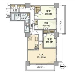 キャナルワーフタワーズウエストタワー 13階 間取り図