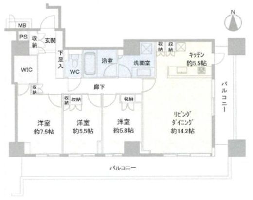 グランドメゾン三軒茶屋の杜 6階 間取り図