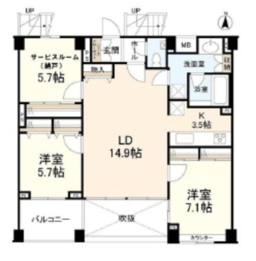 オープンレジデンス中目黒 2階 間取り図