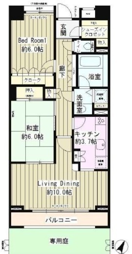 上野毛パーク・ホームズ アダージオ 1階 間取り図