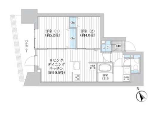 ライオンズフォーシア五反田 1502 間取り図