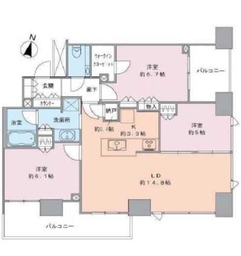ブリリアタワー上野池之端 24階 間取り図