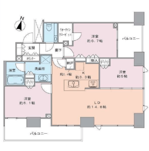 シティタワー上野池之端 24階 間取り図