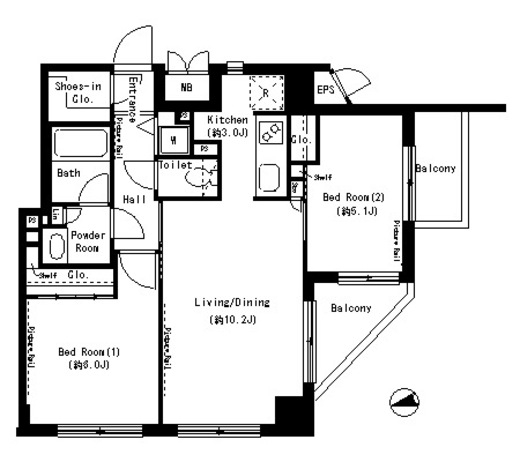 パークアクシス御徒町 1201 間取り図