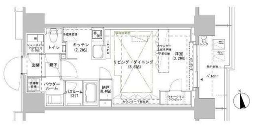 パークスフィア牛込神楽坂 708 間取り図
