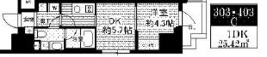 ミリアレジデンス根岸柳通 303 間取り図