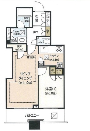 プラウドタワー千代田富士見 7階 間取り図