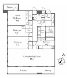 ガレリアコルテ六番町 8階 間取り図