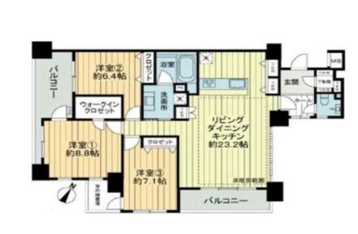 グランドステージ両国 3階 間取り図