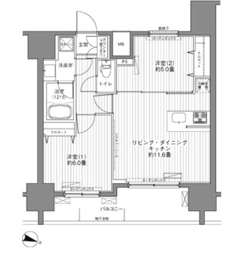 センテニアル王子神谷 6階 間取り図