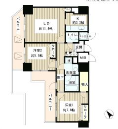 トレステージ目黒 1504 間取り図