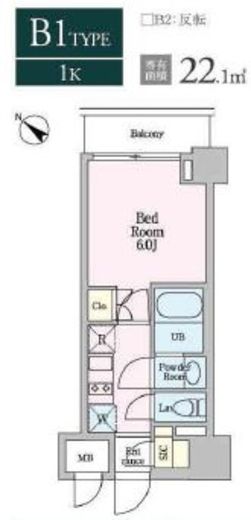 リビオメゾン戸越銀座 1307 間取り図