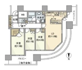 パークシティ武蔵小杉ミッドスカイタワー 6階 間取り図