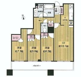 白金タワー 22階 間取り図