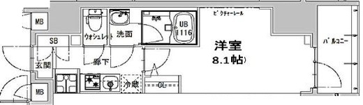 S-RESIDENCE神田avance (エスレジデンス神田アバンス) 1402 間取り図