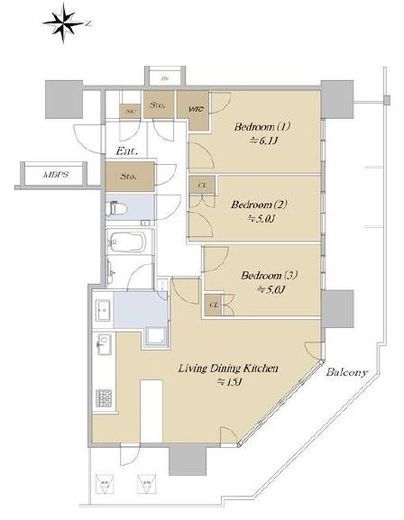 プラウドタワー武蔵小杉 40階 間取り図