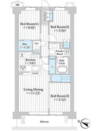 アビティグランデ砧 3階 間取り図