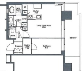 六本木グランドタワーレジデンス 13階 間取り図