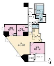 プラウドタワー白金台 25階 間取り図