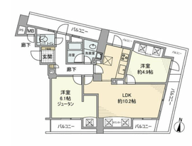 東急ドエルアルス麻布十番 7階 間取り図