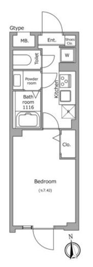 グローリオシェルト池袋本町 206 間取り図